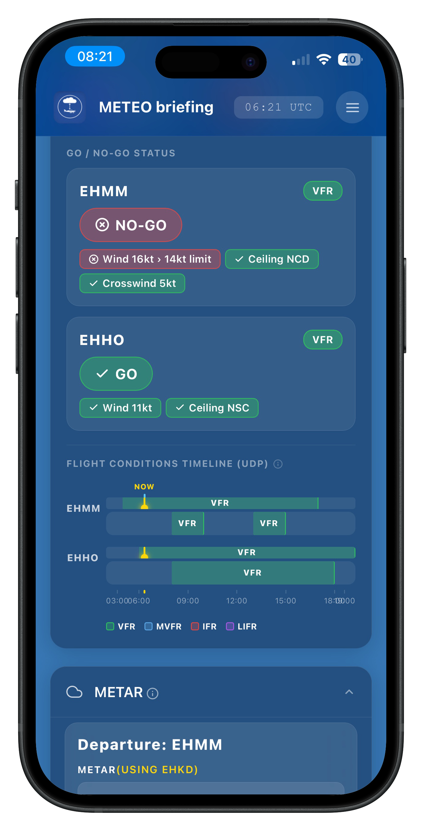 METEO briefing app screenshot